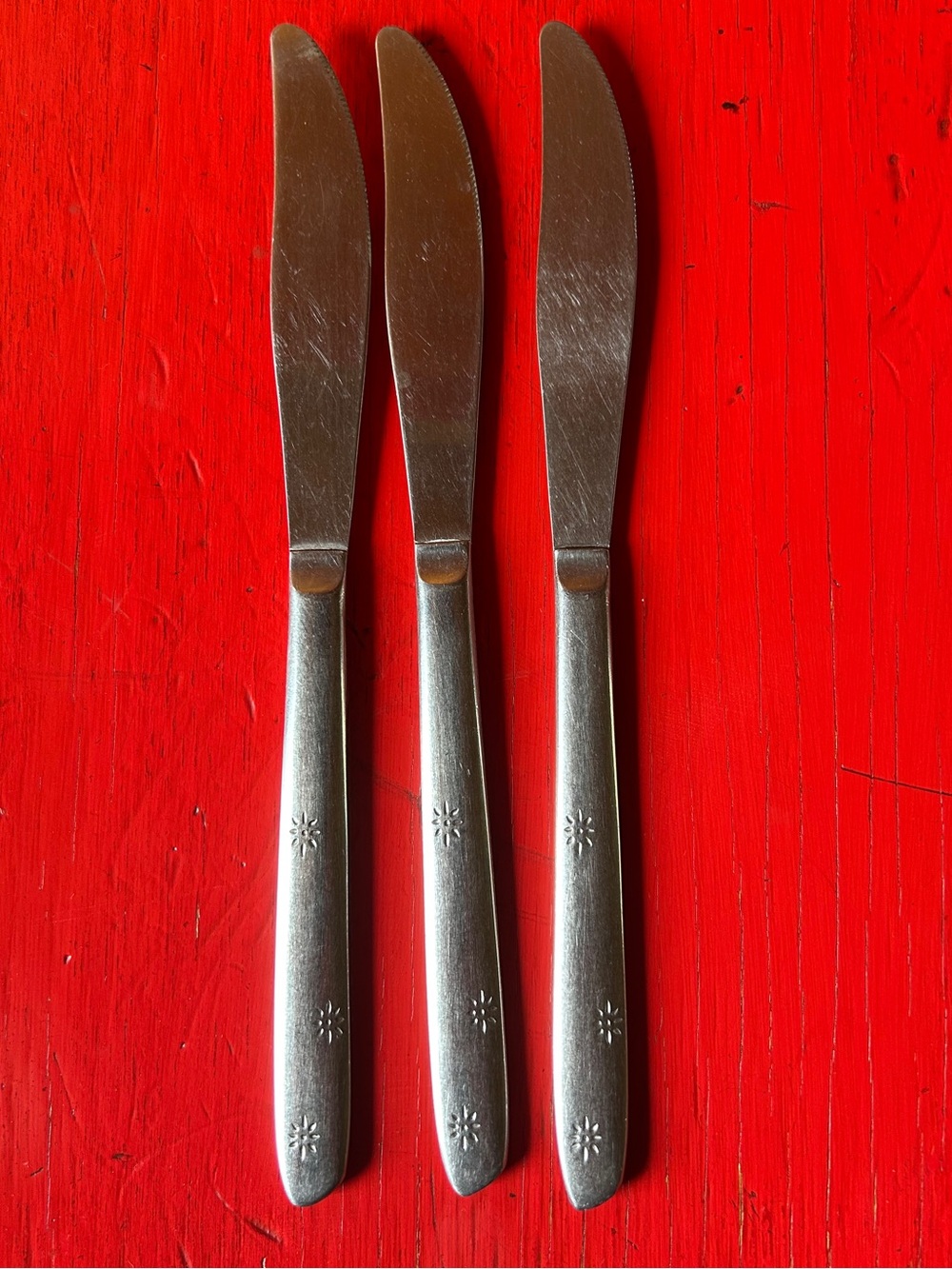 MCM Atomic Starburst Stainless Cutlery Flatware Knives